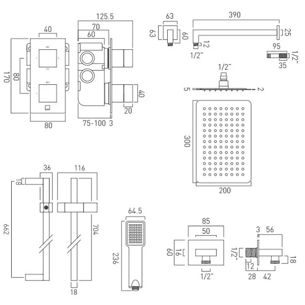 Vado Notion Vertical Shower Package (TAB1720/NOTV2CP)