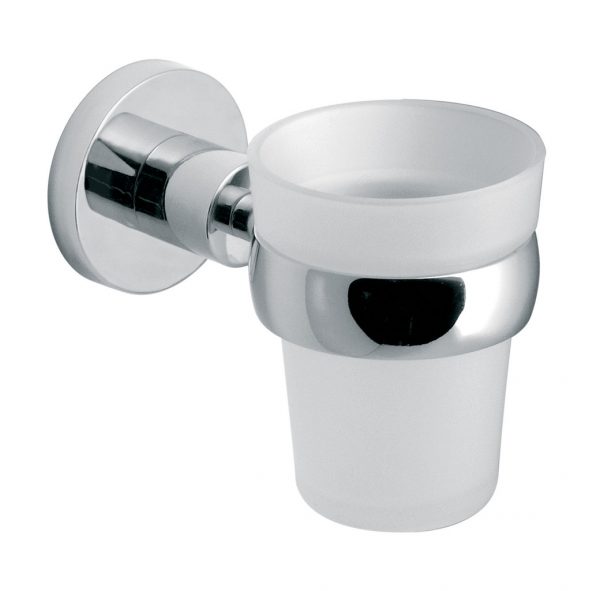 Vado Elements frostd glass tumbler and holder ELE-183-C/P