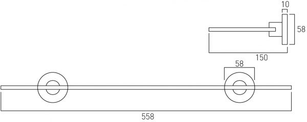 Vado Elements frosted glass shelf 558mm 22'' ELE-185-C/P