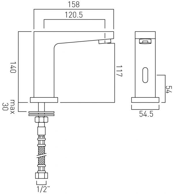 Vado Life infra-red mono basin mixer IR-100/LIF-C/P