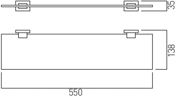 Vado Level frosted glass shelf 530mm wall mounted LEV-185-C/P