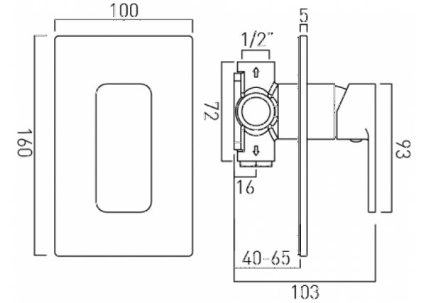 Vado phase conceald shower valve single levr PHA-145A-C/P