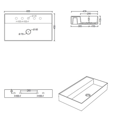 Saneux Icon 80 x 45cm Wall Mounted Washbasin