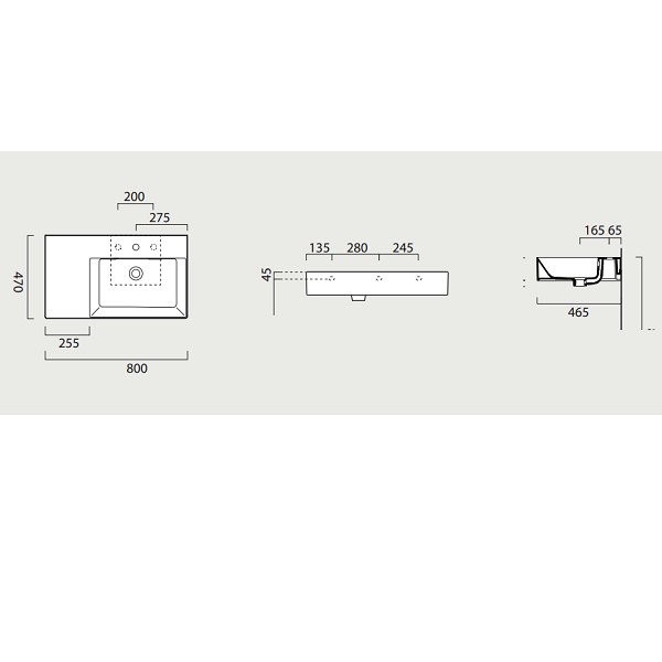 gsi kube 80x47cm lh basin tech spec