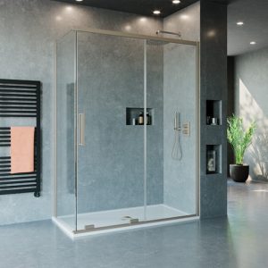 Crosswater Optix 10 800 Side Panel For Pivot Door In Line Brushed Stainless Steel