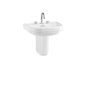 Riviera 580mm D Shape Basin with Riviera Semi Pedestal 3th