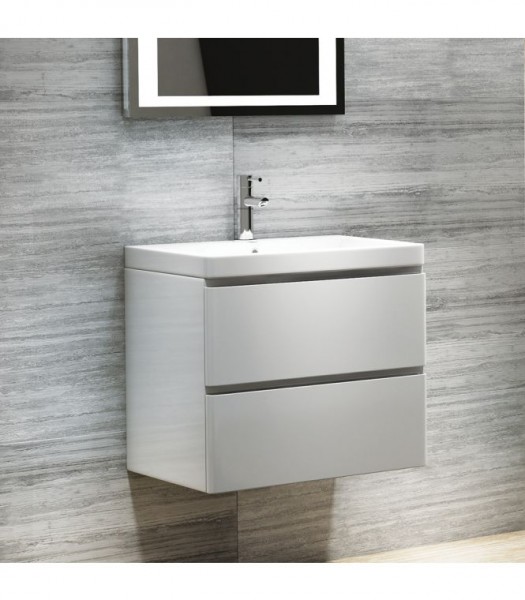 Synergy Linea 600mm White 2 Drawer Wall Hung Bathroom Unit ONLY SY ...