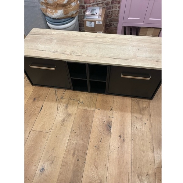 EX Display Crosswater Infinity 1400mm Matt Black Unit and Oak Worktop